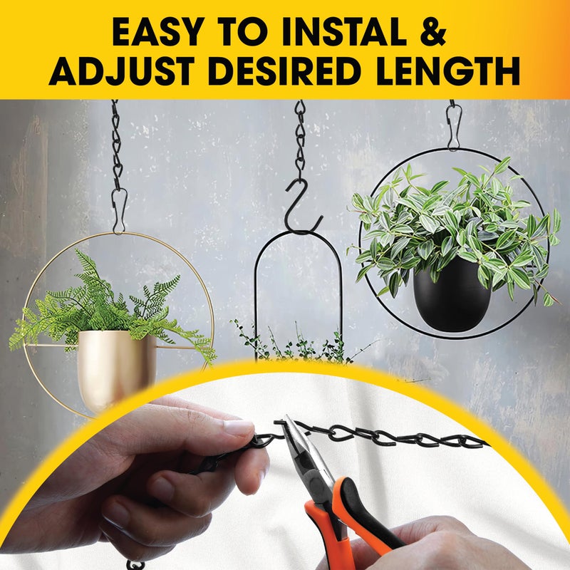 PAMAZY [Upgraded] 79â€ Black Electroplated Steel Hanging Chain with S-Hooks, Snap Hooks, Ceiling Hooks & Pliers, 33LBS Load Capacity, Adjustable Length for Hanging Bird Feeders, Planters, Lanterns, Billboards - Image 4