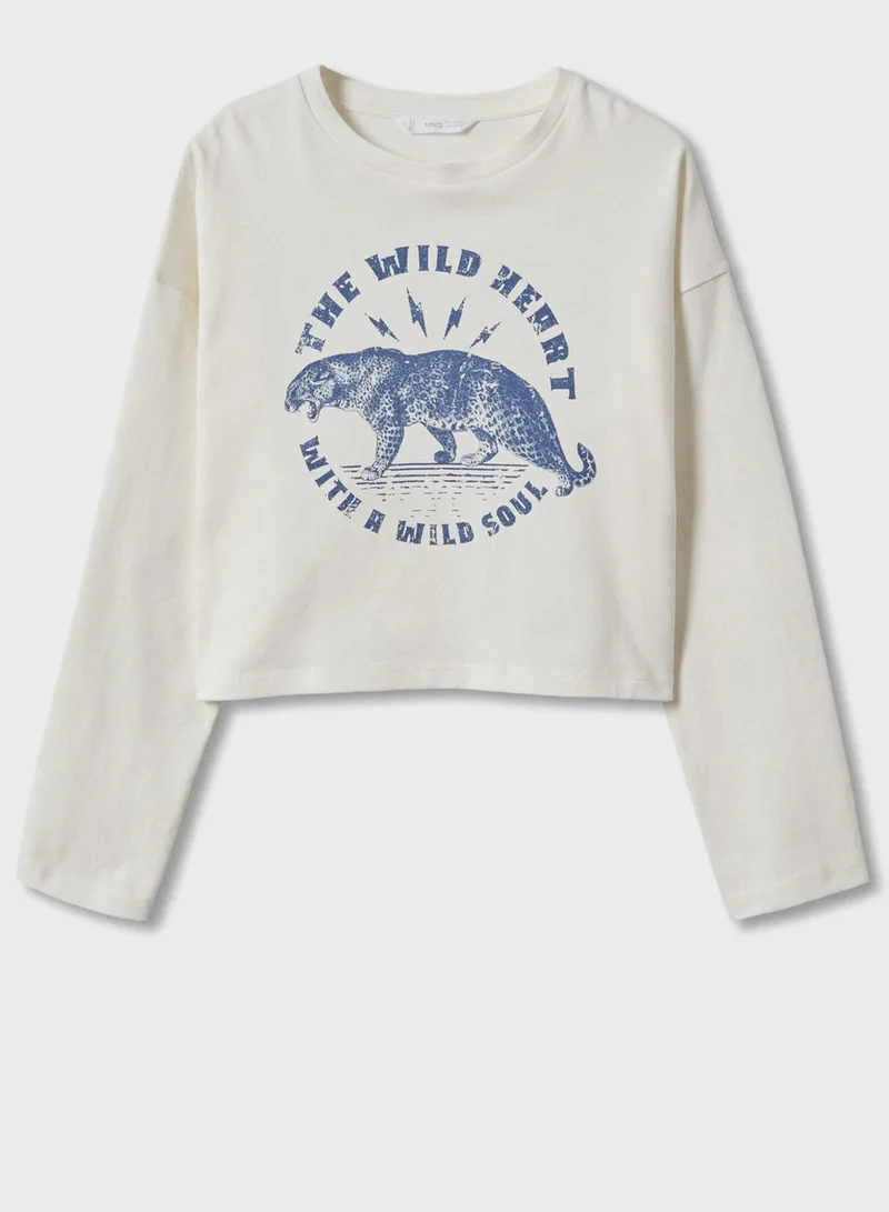 MANGO Kids Slogan T-Shirt