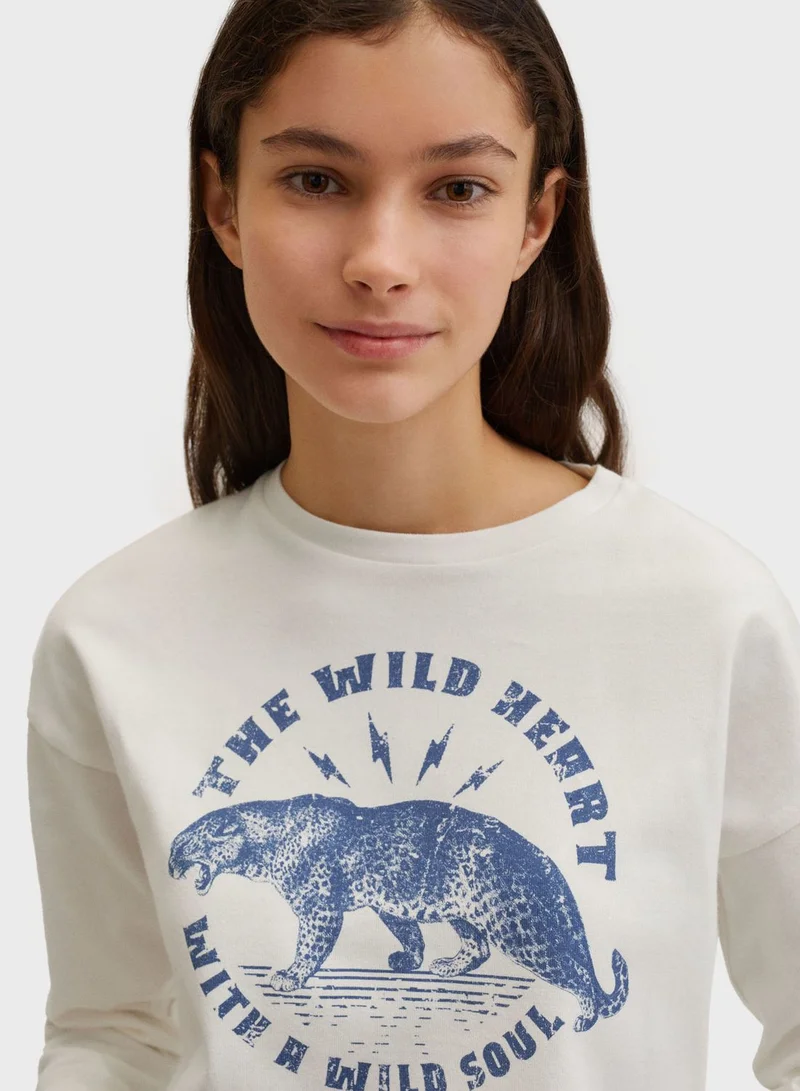 MANGO Kids Slogan T-Shirt