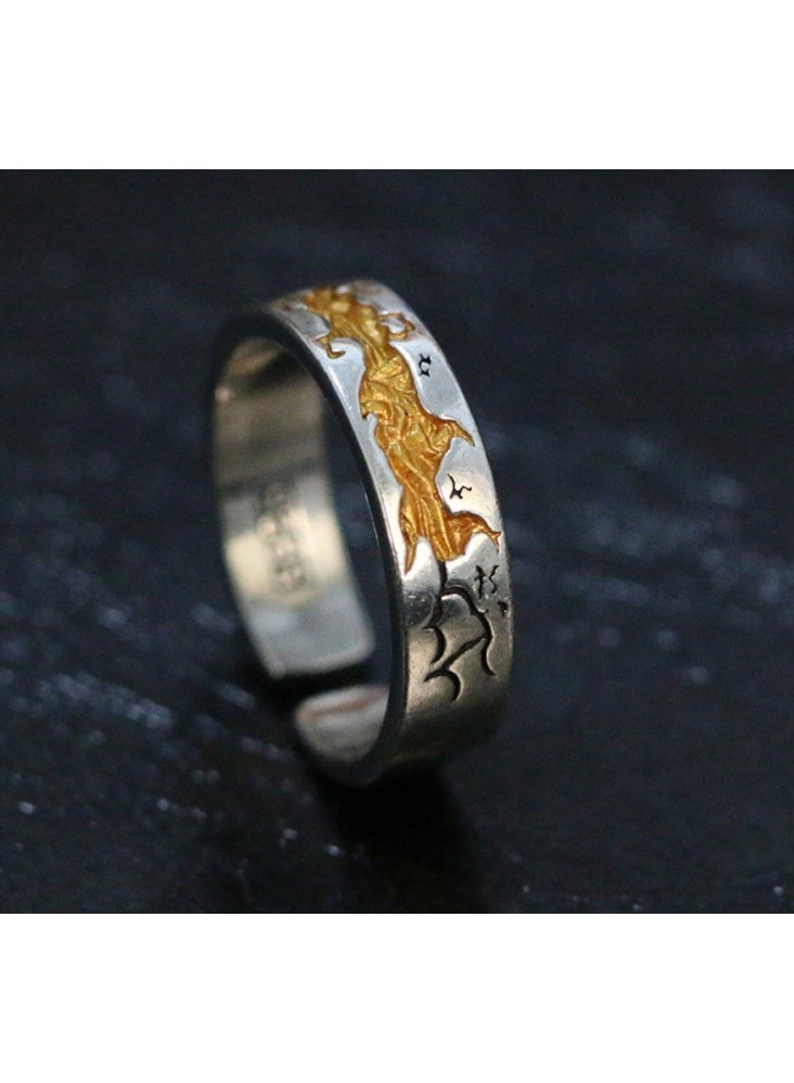 LATEEN Men Adjustable Ring Elegant Unique Retro Non-Fading Open Ring - Image 1