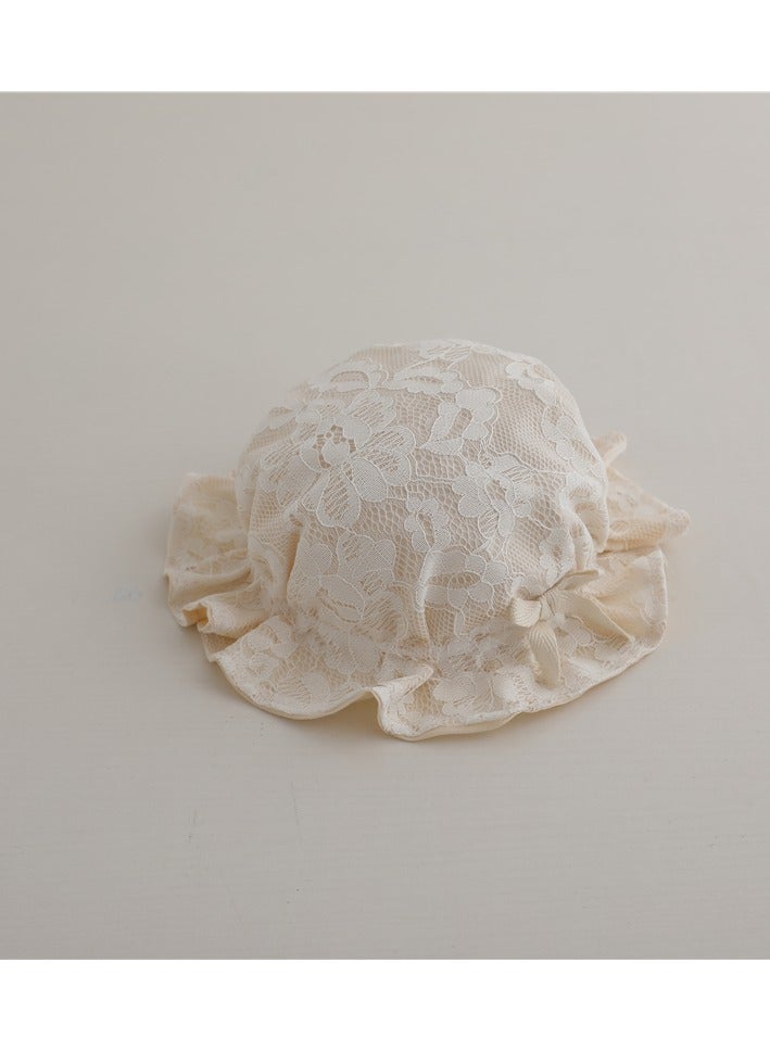 قبعات أطفال من الدانتيل القطني الناعم للبنات حديثي الولادة، قبعة عمامة، قطعة واحدة - Image 1