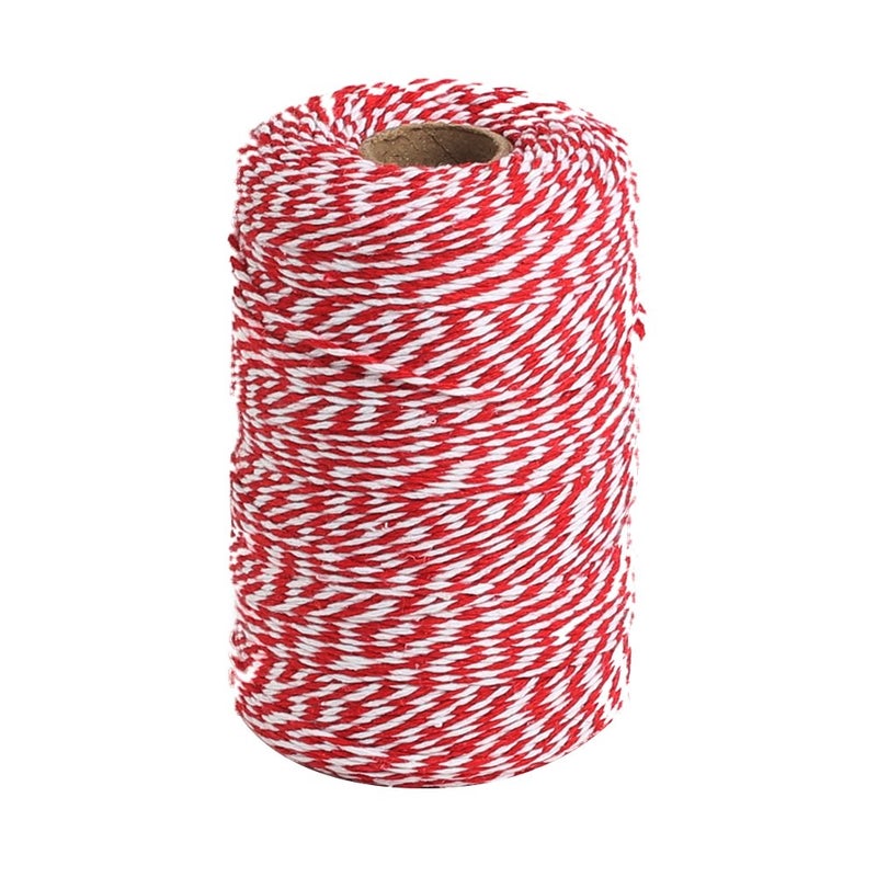 Tenn Well Red and White Twine, 656 Feet 200m Cotton Bakers Twine Ribbon for Baking, Butchers, Crafts, Gift Wrapping, Christmas Holiday Decorations - Image 1