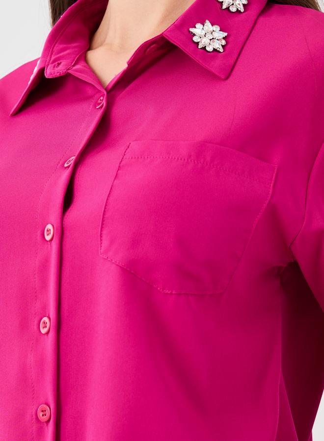 Take Two Take Two Embellished Spared Collar Buttoned Shirt and Pants Co-Ords  - Image 3
