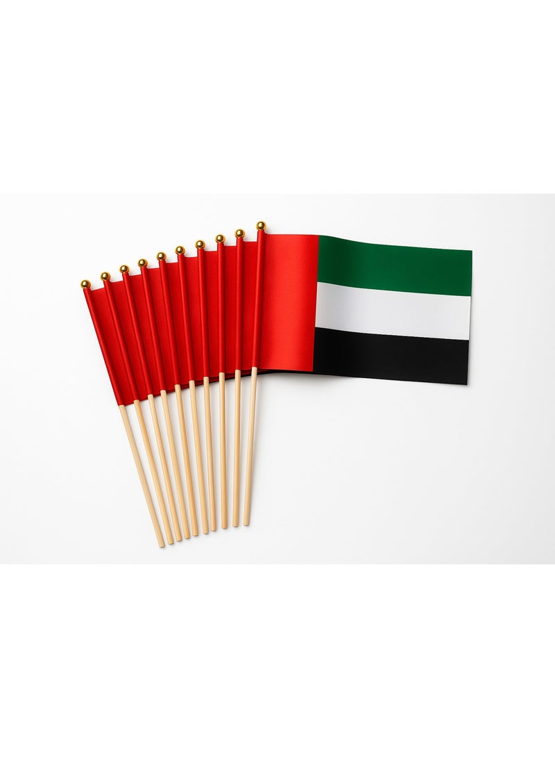 Home Care علم الإمارات الوطني - 21x14 سم للاحتفالات باليوم الوطني، علم دولة الإمارات، علم الفخر الإماراتي للفعاليات، المواكب، والعروض الخارجية (عبوة من 12) - Image 2