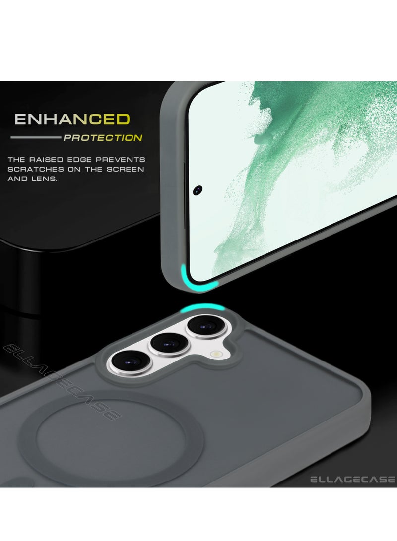 ELLAGECASE حافظة أنيقة باللون الرمادي لهاتف سامسونج جالاكسي S24 بلس، حماية كاميرا قوية، مضادة للصدمات، حماية معززة، متوافقة مع شحن MagSafe والشحن اللاسلكي - Image 3