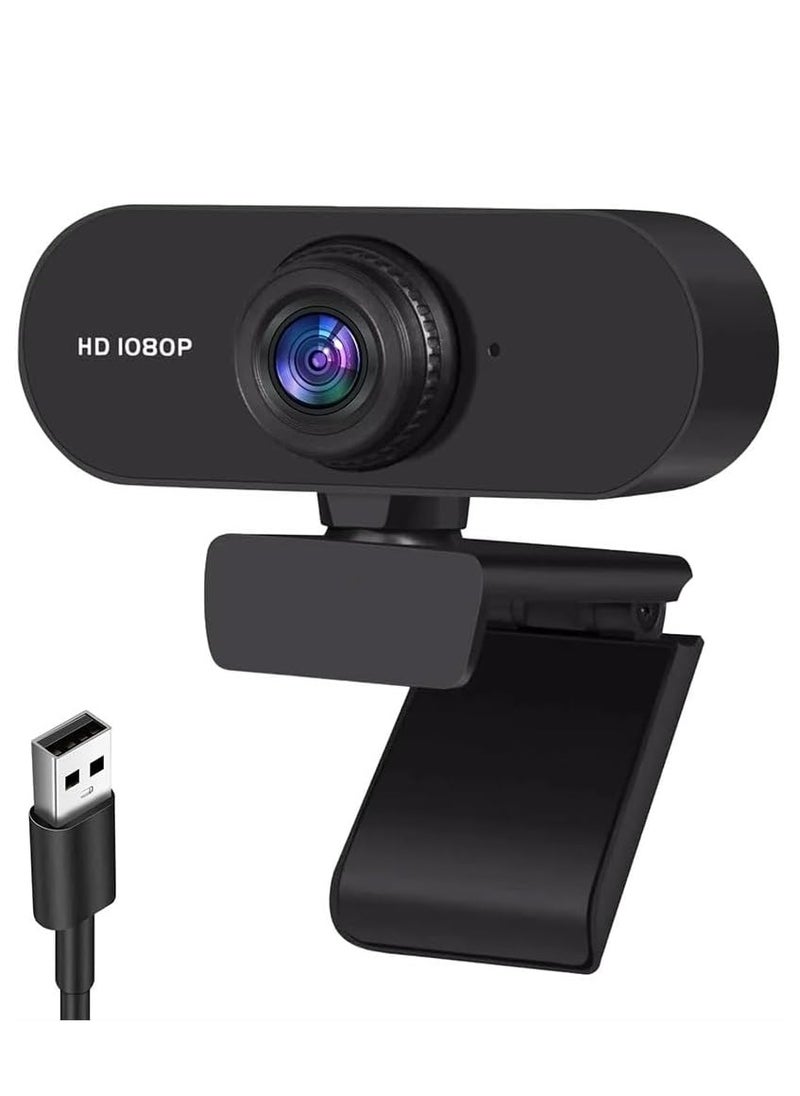 كاميرا ويب بدقة 1080P مع مايكروفون – تركيز تلقائي، تقليل ضوضاء، للاتصال بالفيديو، Zoom، والبث المباشر – USB للكمبيوتر واللابتوب