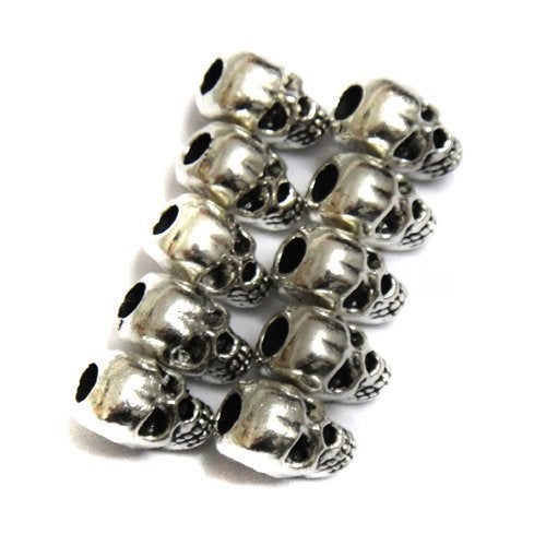 MosBug 30pcs Approx Tibet Silver Skull Spacer Beads Great DIY Accessories for Necklace Bracelets and Earrings Making