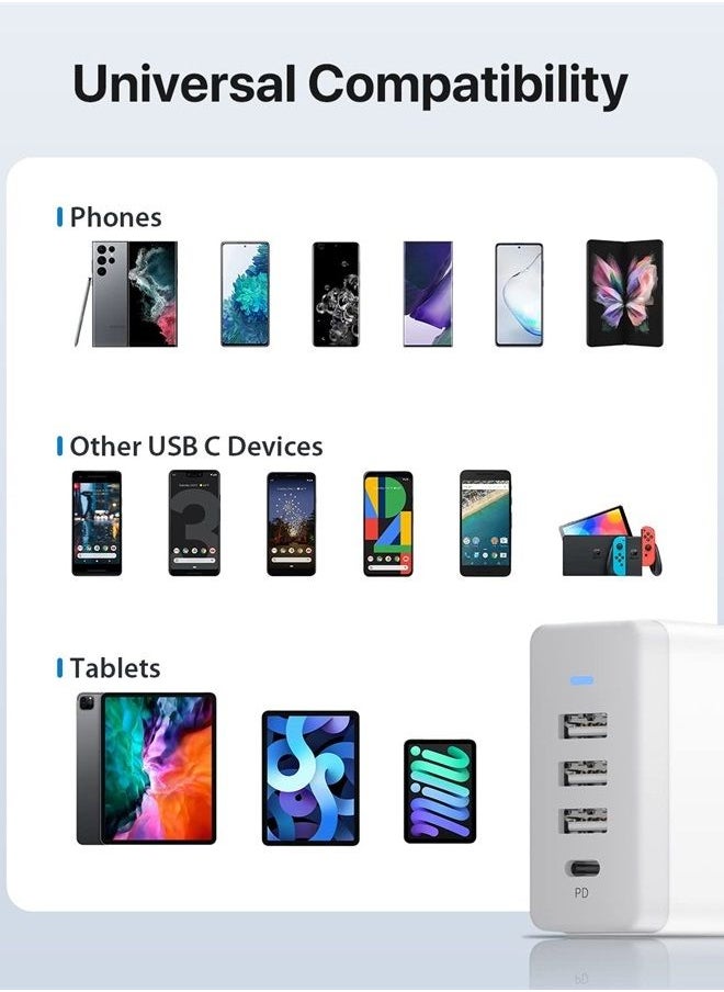 Soopii - SooPii 40W USB Charging Station,4 Port USB Charger Station with One Port PD/PPS 25W for Multiple Devices,4 Mixed Charging Cables Included,Compatible with lPhone 14,lPad,Samsung Galaxy,Note,LG,HTC.… - Image 1