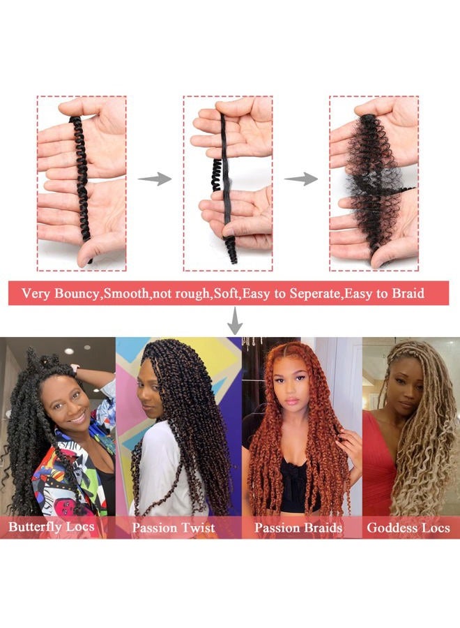 Leeven 7 Packs Copper Red Passion Twist Hair 12 Inch Water Wave Crochet Braids Hair for Distressed Butterfly Locs 350 Color Synthetic Hot Water Setting Passion Twists Hair Extensions - Image 4