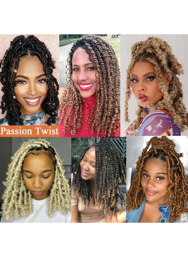 Leeven 7 Packs Copper Red Passion Twist Hair 12 Inch Water Wave Crochet Braids Hair for Distressed Butterfly Locs 350 Color Synthetic Hot Water Setting Passion Twists Hair Extensions - Image 5