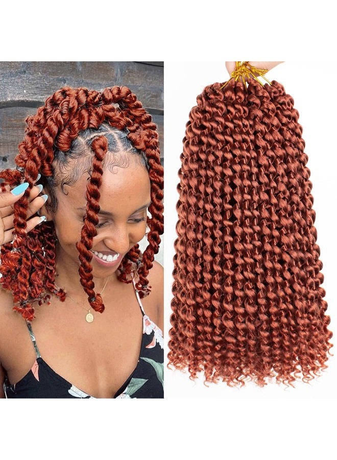 Leeven 7 Packs Copper Red Passion Twist Hair 12 Inch Water Wave Crochet Braids Hair for Distressed Butterfly Locs 350 Color Synthetic Hot Water Setting Passion Twists Hair Extensions - Image 1