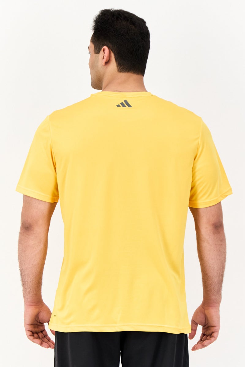 Adidas تي شيرت تدريب قصير الأكمام للرجال، رياضي، أصفر - Image 3