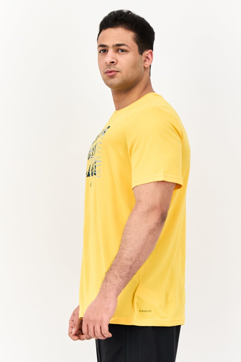 Adidas تي شيرت تدريب قصير الأكمام للرجال، رياضي، أصفر - Image 2
