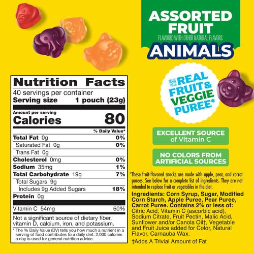Mott's Motts Fruit Flavored Snacks Animals Assorted Fruit Gluten Free Snack Family Pack 40 Ct 32 oz - Image 5