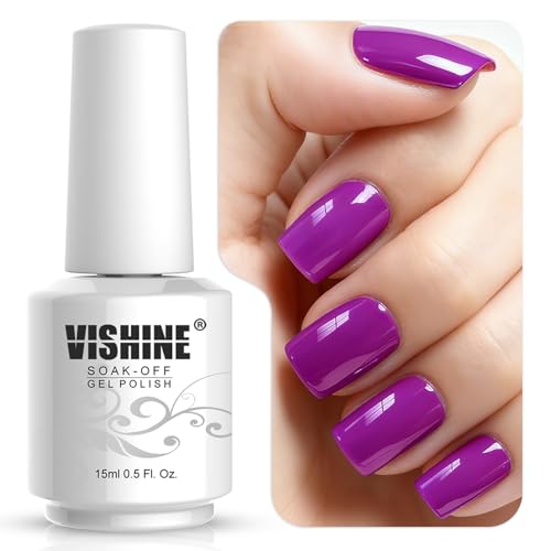 Vishine Gel Nail Polish 05 OZ Purple Shade Soak Off UV LED Nail Gel Polish Manicure Salon DIY for Nail Art LongLastnig 15ml - Image 2