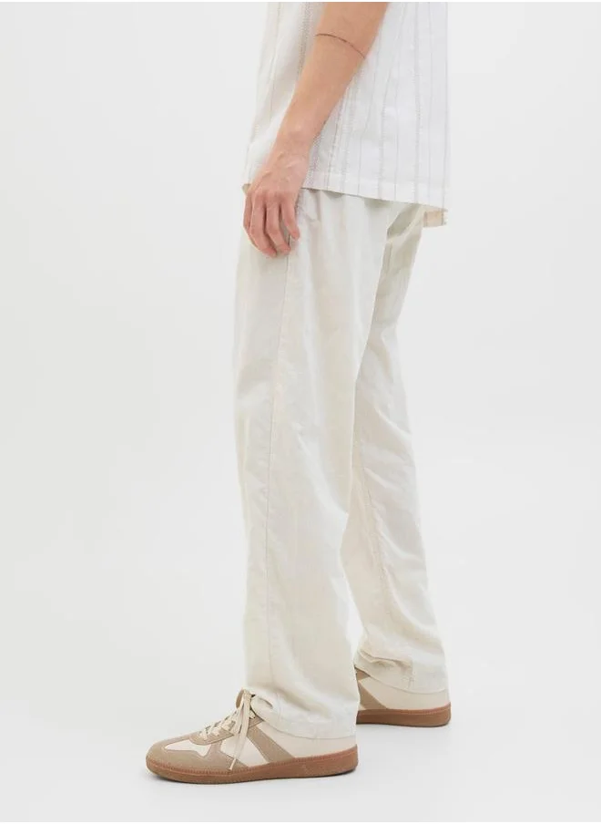JACK & JONES Jack & Jones Mid Rise Regular Fit Linen Blend Pants