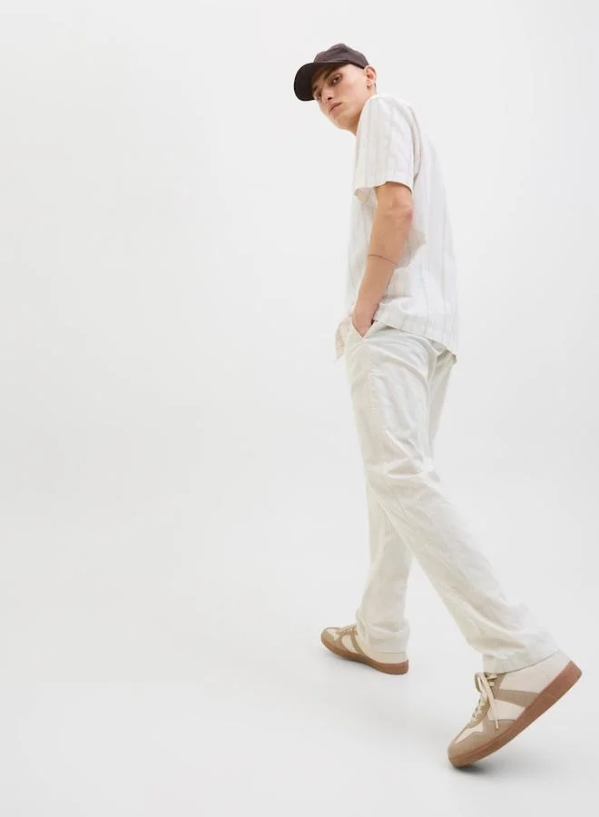 JACK & JONES Jack & Jones Mid Rise Regular Fit Linen Blend Pants