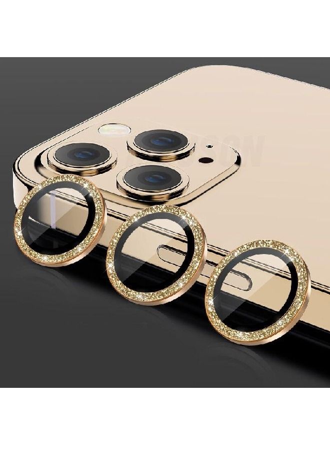 Zolo Anti Scratch HD Premium Tempered Camera Lens Protector for iPhone 14 PRO MAX Glitter Diamond Gold 