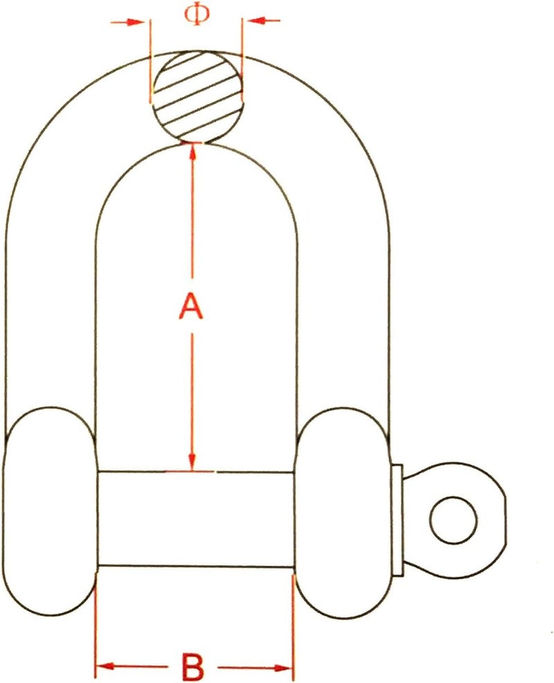 US Stainless 5 Pieces Stainless Steel 316 D Shackle 5/32" (4mm) Marine Grade Dee - Image 4