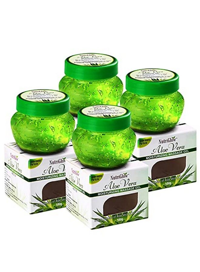 NUTRIGLOW Aloe Vera Gel For Face Hair Acne Sunburn Bug Bites Rashes Glowing And Radiant Skin Non Sticky All Skin & Hair Types 100 Gm Each Pack Of 4 - Image 1
