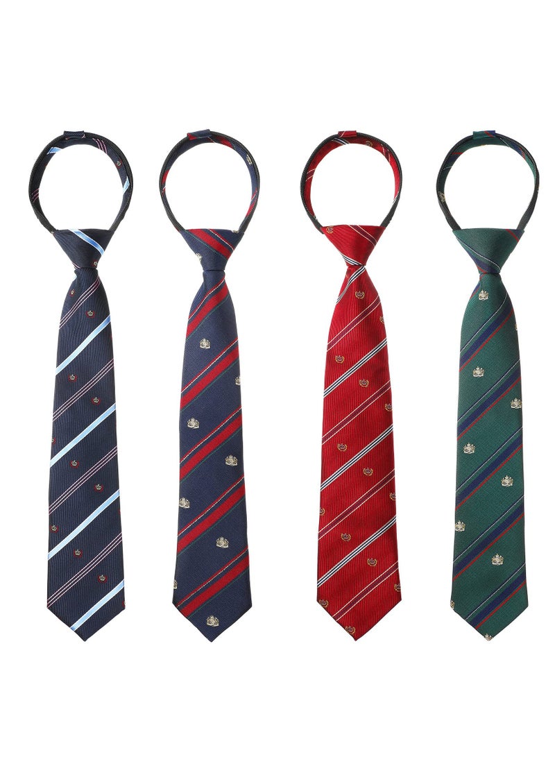 4 قطع أربطة عنق قابلة للتعديل مع سحاب للأولاد، مثالية للأطفال الذين تتراوح أعمارهم بين 6-12، مثالية لحفلات الزفاف والتخرج. أربطة عنق أنيقة لفعاليات الشباب. - Image 1