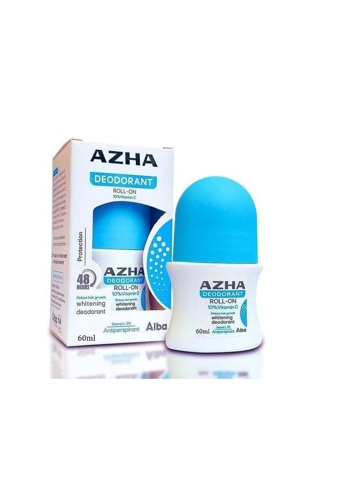 AZHA Azha Roll-On Whitening Deodorant blue Delays Hair Growth Secret 60 ML 