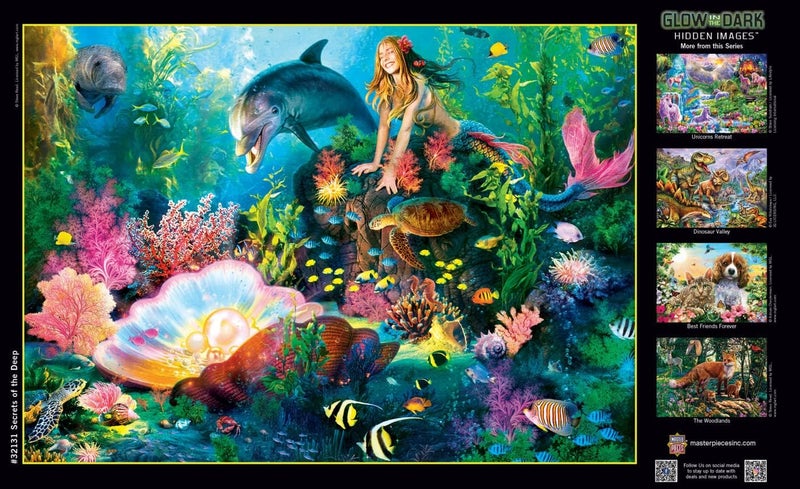 MasterPieces تحف 500 قطعة لغز يتوهج في الظلام للبالغين والعائلة أو الأطفال أسرار الأعماق 15x21 - Image 4