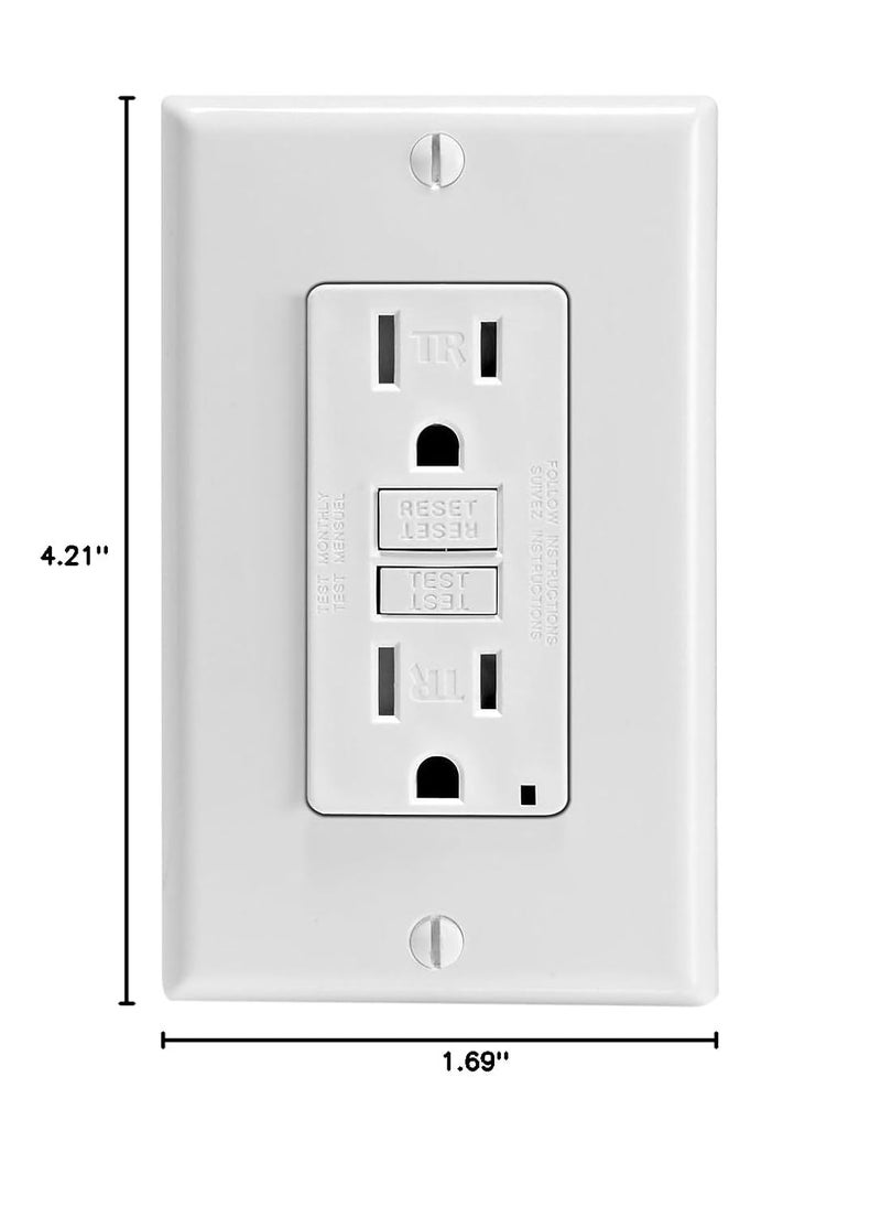 Leviton Smartest Self-Test SmartlockPro Slim GFCI Tamper-Resistant Receptacle with LED Indicator (3 Pack), GFTR1-3W, White - Image 4