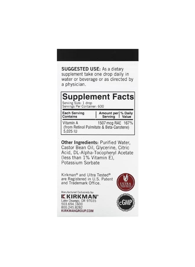 Kirkman Labs Mycelized Vitamin A Drops 1 fl oz 30 ml  - Image 2