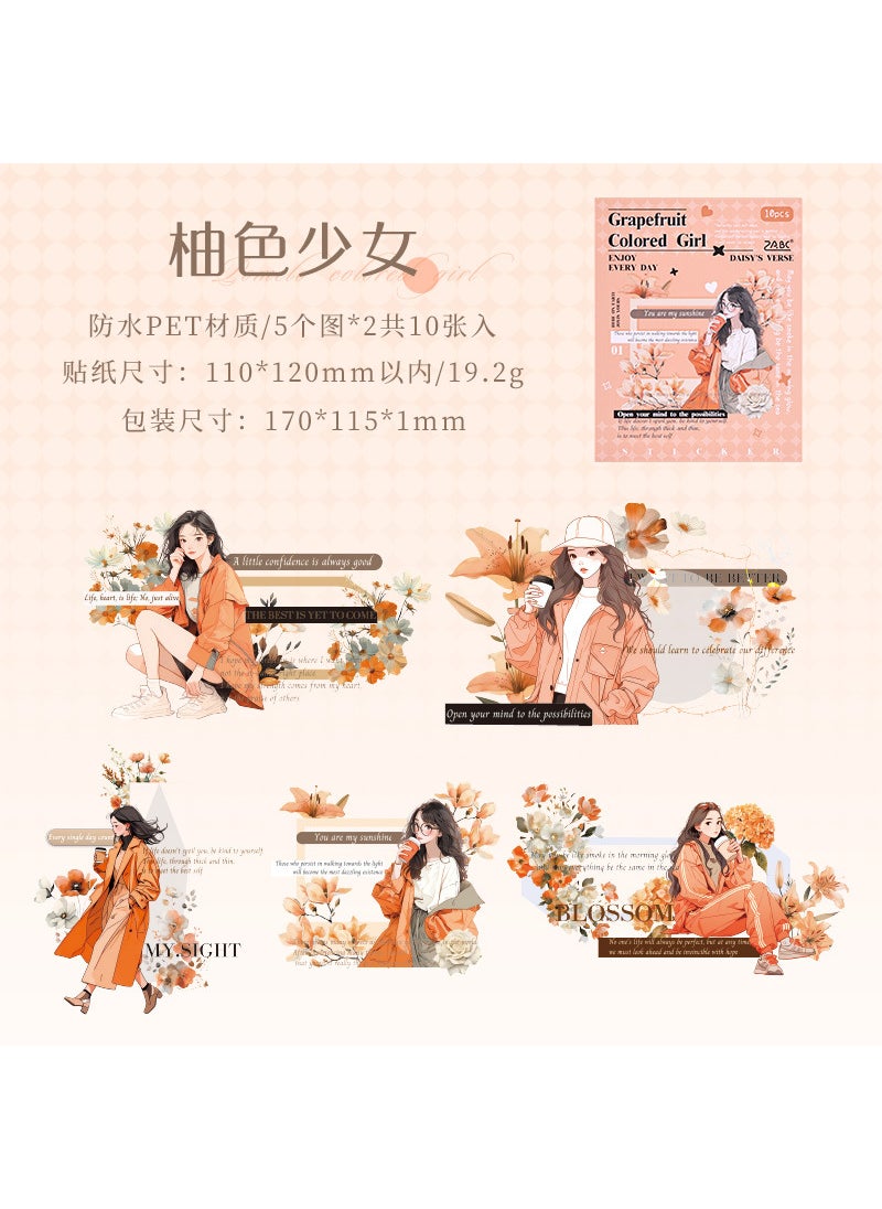 Generic - Daisy Poetry Waterproof Sticker Pack for Journaling Pomelo Girl - Image 1