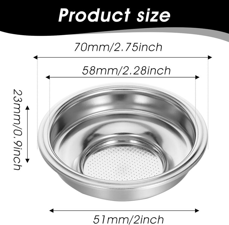 oruola 58mm Portafilter Basket, Double Layer Stainless Steel Coffee Filter, 1-Cup 58mm Basket Pressurized Porous Filter for Coffee Machine Replacement Accessories - Image 3