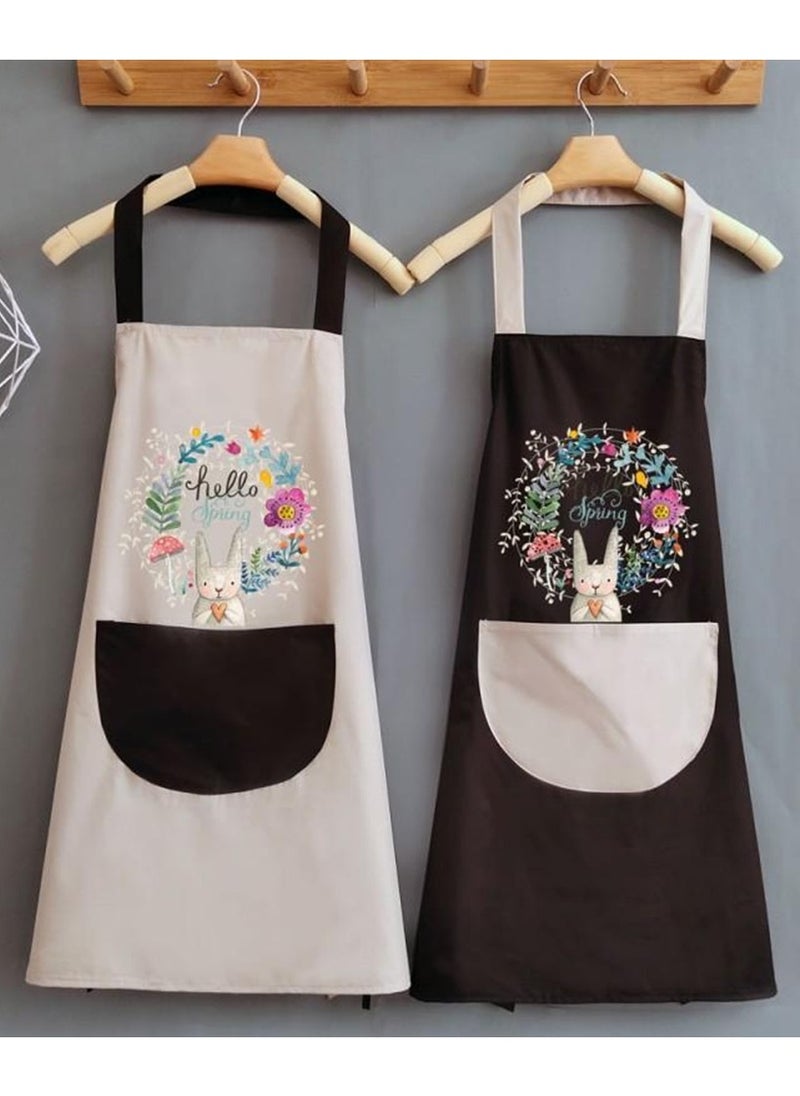 Generic - High Quality Apron Waterproof Oil Stain Resistant Large Middle Pocket Printed Aprons Versatile Easy to Clean for Kitchen, Cleaning, Professionals, Salons - Yellow - Image 1