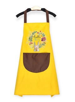 High Quality Apron Waterproof Oil Stain Resistant Large Middle Pocket Printed Aprons Versatile Easy to Clean for Kitchen, Cleaning, Professionals, Salons - Yellow