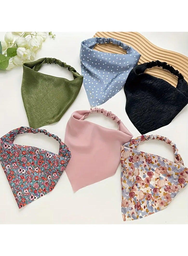 Rozino 6pcs Satin Triangle Hair Scarves for Women - Image 1