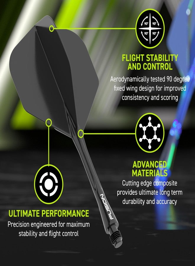 WINMAU Darts Fusion Integrated Flight & Shaft System - No.2 Shape & Design - Black Colour, Intermediate Length - Image 4