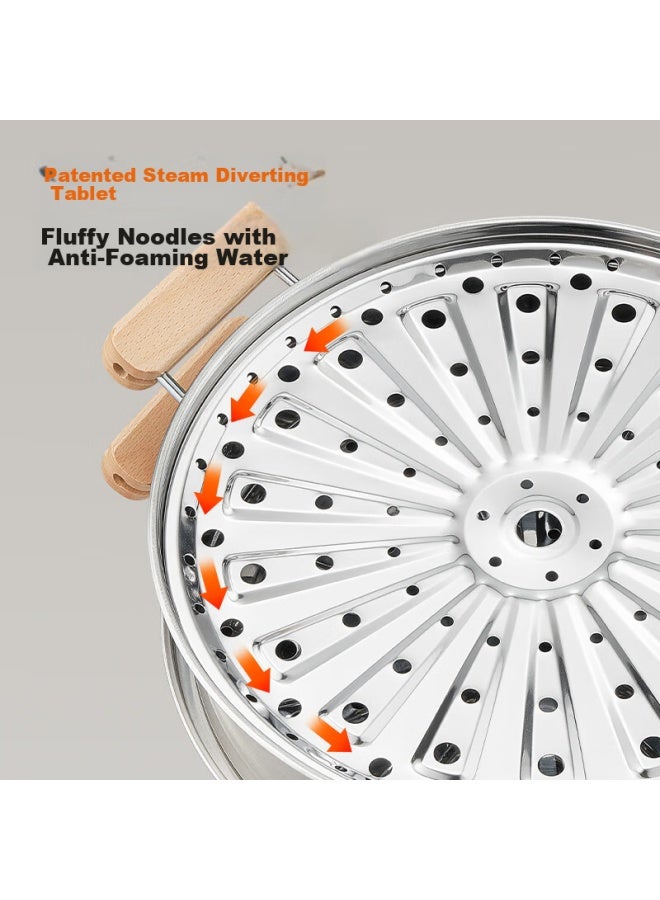 Joyoung Steamer Pot, 304 Stainless Steel, For Home Use, Steams Fish And Steamed Buns, Large Capacity, Can Steam Two Layers, Compatible With Various Stoves, 30cm - Image 4