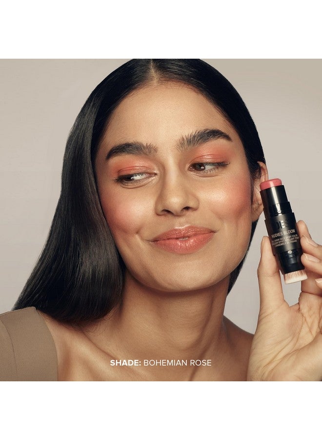 Nudestix Nudies Bloom Dewy and Radiant Cream Blush 3-in-1 All Over Face Colour For Cheeks, Eyes and Lips w/Blending Brush (Bohemian Rose) - Image 2