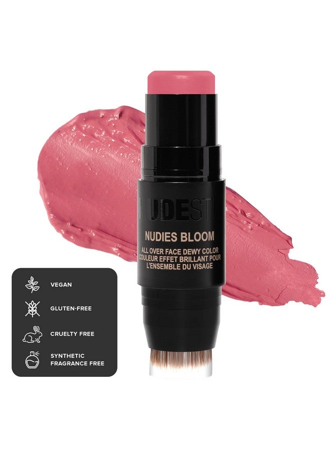Nudestix Nudies Bloom Dewy and Radiant Cream Blush 3-in-1 All Over Face Colour For Cheeks, Eyes and Lips w/Blending Brush (Bohemian Rose) - Image 1