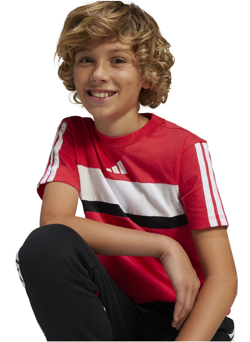 Adidas Youth Seasonal Essentials Tiberio 3 Stripes T-Shirt  - Image 3