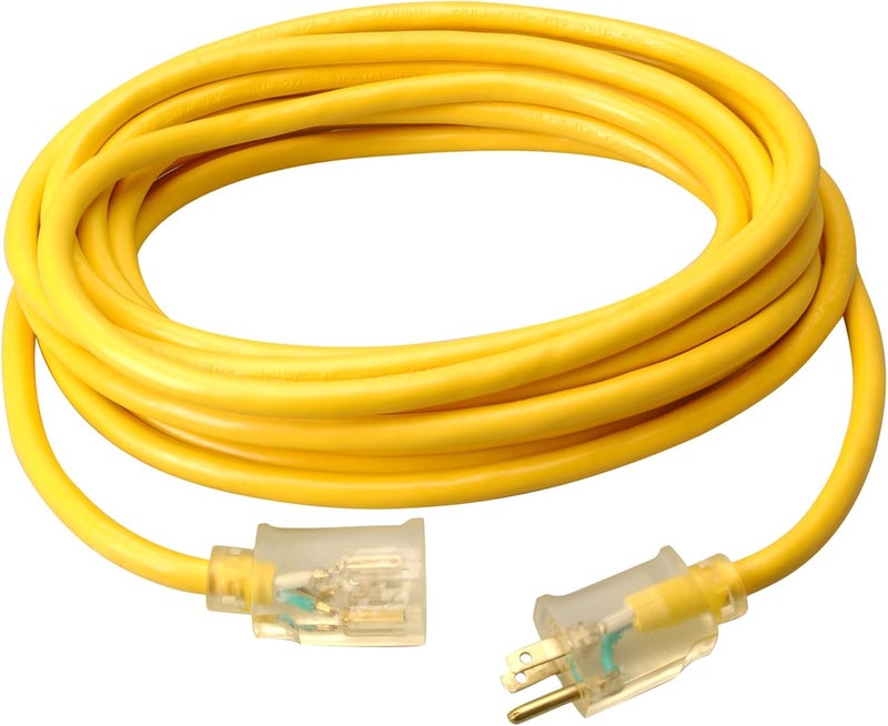 Woods Southwire Heavy Duty Extension Cord 25Ft 12 Gauge 3 Conductor High Visibility Outdoor Cord Lighted End SJTW Yellow 25878802 - Image 2