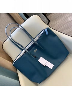 LACOSTE Lacoste Women's Concept Fashion Versatile Large Zipper Tote Bag Tote Bag Shoulder Bag Large Size Dark Blue  - Image 2