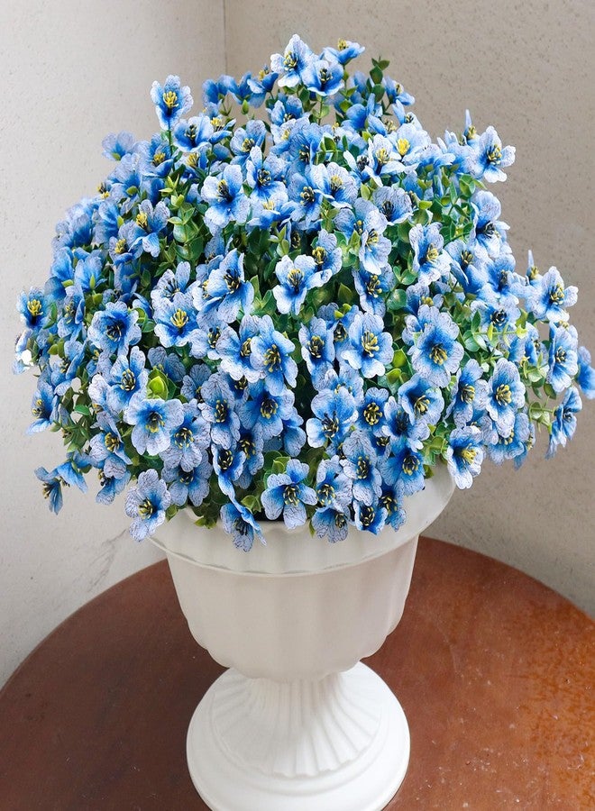 NETAP Artificial Flowers for Outdoors, 12 Bundles UV Resistant Artificial Outdoor Flowers with Eucalyptus No Fade Silk Fake Flowers for Planters Porch Garden Home Spring Summer Decor, Blue - Image 1