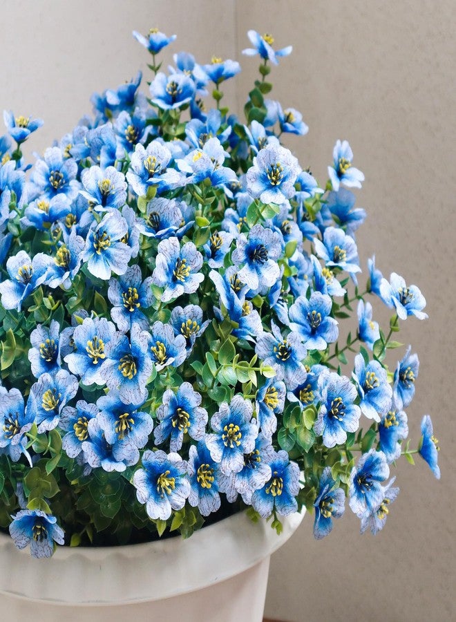 NETAP Artificial Flowers for Outdoors, 12 Bundles UV Resistant Artificial Outdoor Flowers with Eucalyptus No Fade Silk Fake Flowers for Planters Porch Garden Home Spring Summer Decor, Blue - Image 4