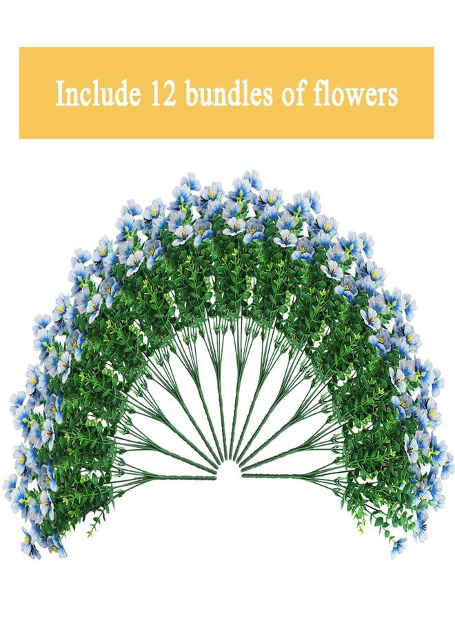NETAP Artificial Flowers for Outdoors, 12 Bundles UV Resistant Artificial Outdoor Flowers with Eucalyptus No Fade Silk Fake Flowers for Planters Porch Garden Home Spring Summer Decor, Blue - Image 3