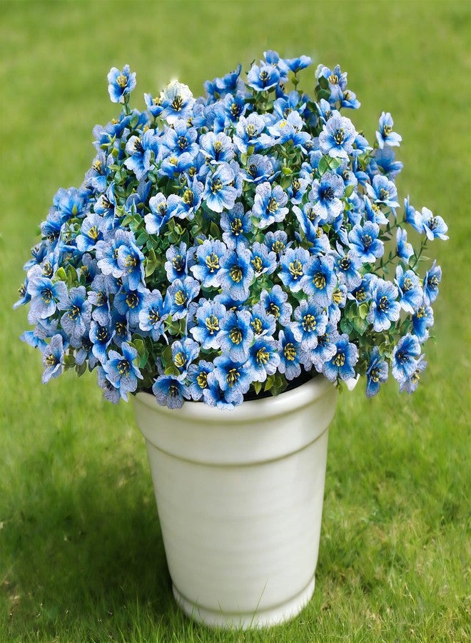 NETAP Artificial Flowers for Outdoors, 12 Bundles UV Resistant Artificial Outdoor Flowers with Eucalyptus No Fade Silk Fake Flowers for Planters Porch Garden Home Spring Summer Decor, Blue - Image 5