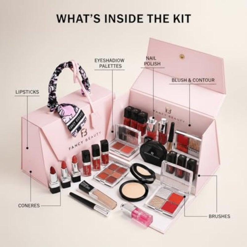 Luxury Makeup Set Elegant Pink Handbag with Lipstick, Eye Shadow, Powder, Concealer, Lip Liner and Gloss Perfect Women's Gift - Image 4