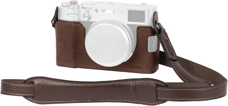 SMALLRIG X100VI Half Leather Case Kit with Shoulder Strap, Retro Style Leather Camera Half Leather Case with Aluminum Alloy Frame for FUJIFILM X100VI (Brown) - 4699 - Image 1