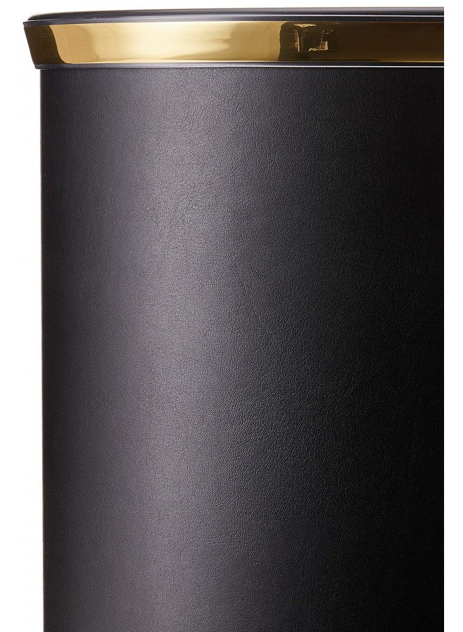 Kraftware Sophisticates Black/Polished Gold Brass Waste Basket with 3/4-Inch Bands and Brass Bumper - Image 4