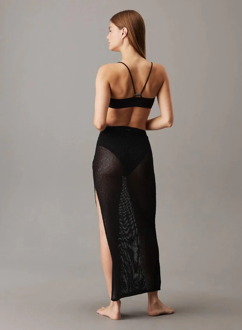Calvin Klein Pvh Black Sheer Knit Beach Skirt for Women | Best Price UAE