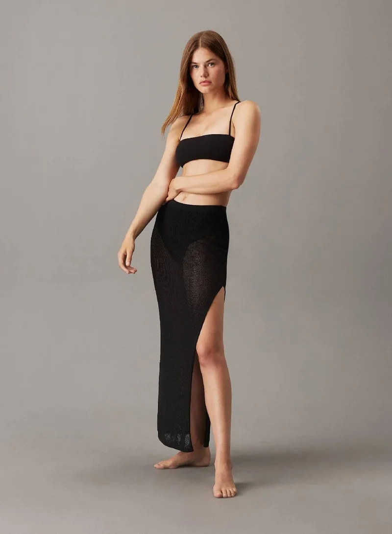 Calvin Klein Pvh Black Sheer Knit Beach Skirt for Women | Best Price UAE
